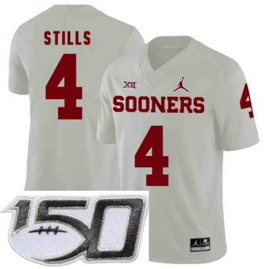Oklahoma Sooners 4 Kenny Stills White College Football Stitched 150th Anniversary Patch Jersey